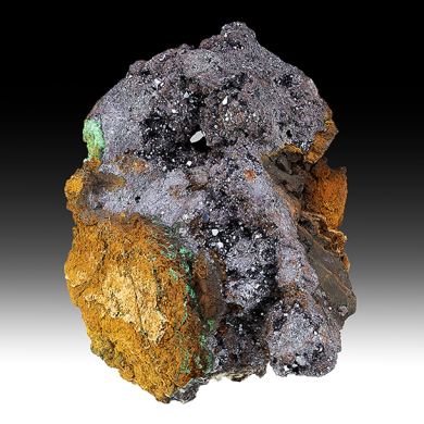 Cuprite with Malachite, Goethite, Quartz