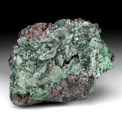 Malachite after Azurite with Barite