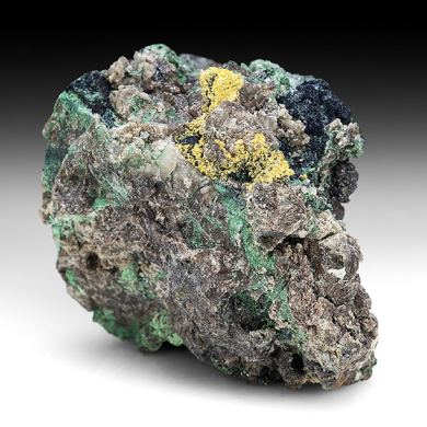 Gold with Malachite, Covellite