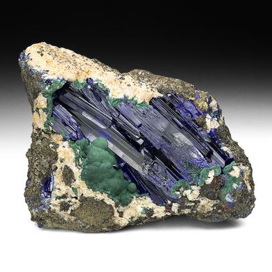 Azurite with Malachite, Dolomite