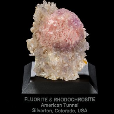 Fluorite on Rhodochrosite & Quartz from Silverton, Colorado