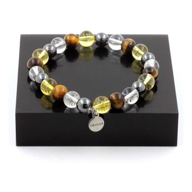 Tiger's Eye + Citrine + Quartz + Hematite Bracelet 8 mm Beads.