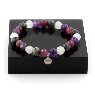 Amethyst + Moonstone + Labradorite + Lepidolite Bracelet 8 mm Beads.