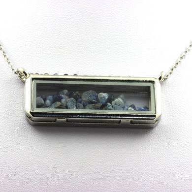 Raw Benitoite necklace.