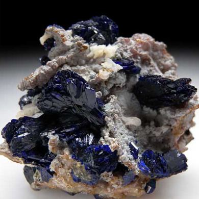 Azurite with Quartz, Cerussite, and Chrysocolla