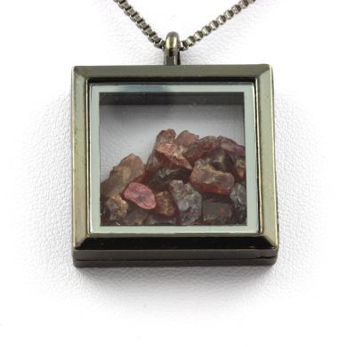 Raw Rhodolite Garnet necklace.