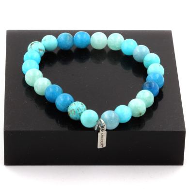 Aquamarine + Apatite + Angelite + Turquoise Bracelet 8 mm Beads.