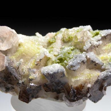 Cerussite, Duftite on Calcite