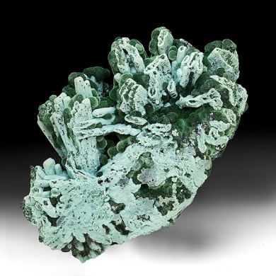 Chrysocolla after Barite with Malachite