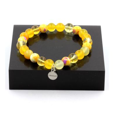 Citrine + Yellow Agate + Yellow Sardonyx + Purple Yellow Jasper Bracelet 8 mm Beads.