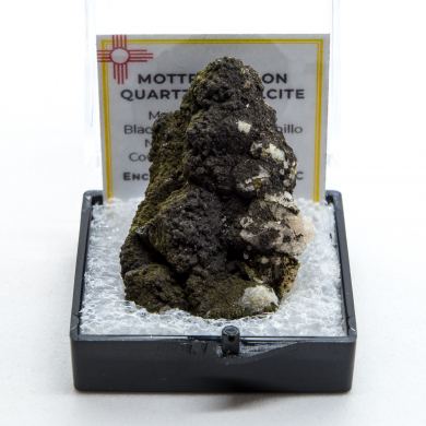 Mottramite on Quartz ps. Calcite