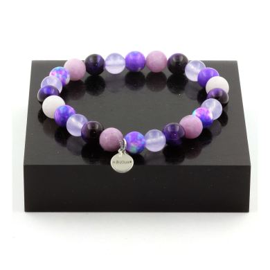 Purple Tiger's Eye + Blue Purple Jasper + Lavender Chalcedony + Matte Purple Mica Bracelet 8 mm Beads.