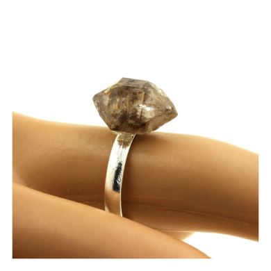 Silver Plated raw petroleum Quartz Ring. 13.62 ct.