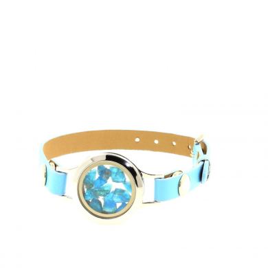 Raw neon blue Apatite strap watch model 25 mm.