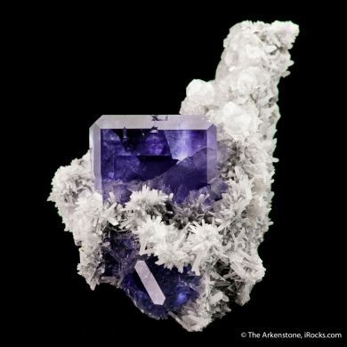 Fluorite on Quartz with Calcite