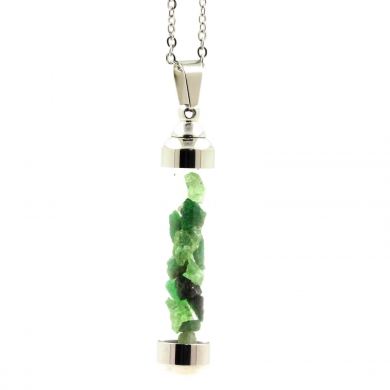 Raw Tsavorite Garnet necklace.