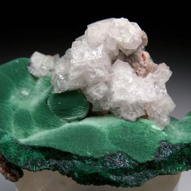 Calcite on Malachite