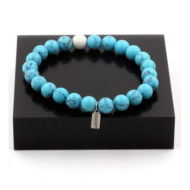 Turquoise + Howlite Bracelet 8 mm Beads.