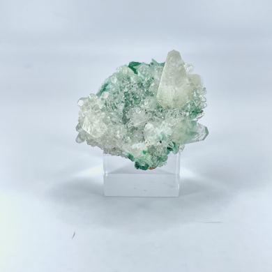 Calcite on Malachite