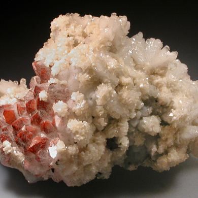 Calcite & Dolomite on Quartz with Hematite