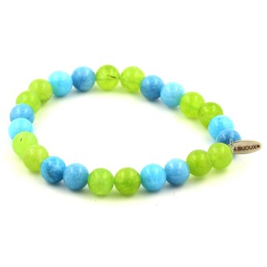 Peridot + Blue Chalcedony Bracelet 8 mm.