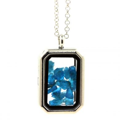 Raw neon blue Apatite necklace.