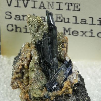 Vivianite with Siderite and Pyrite