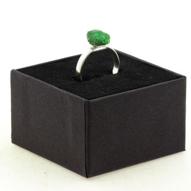 Silver Plated raw Tsavorite Garnet Ring. 9.91 ct.