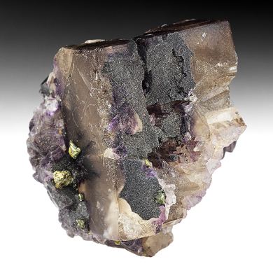 Fluorite with Hematite, Chalcopyrite