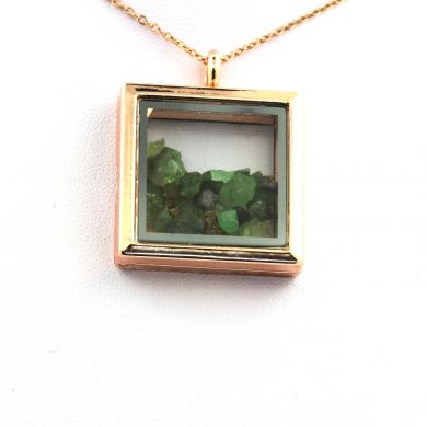 Raw Tsavorite Garnet necklace.