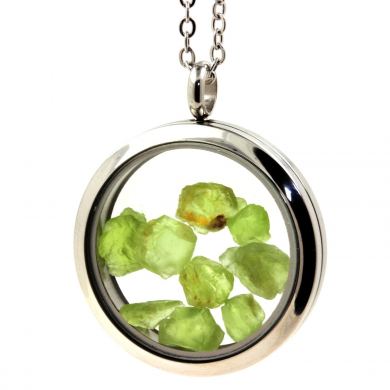 Raw Peridot necklace.