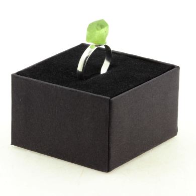 Silver Plated raw Peridot Ring. 11.88 ct.