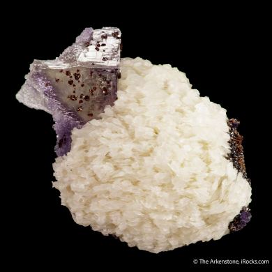 Fluorite (etched corner) on Baryte with Sphalerite