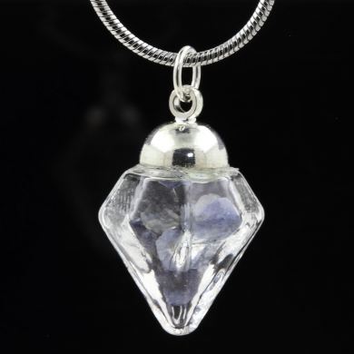 Raw Benitoite necklace.