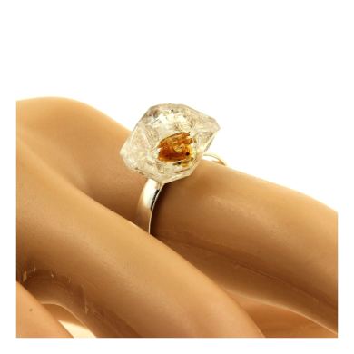 Silver Plated raw petroleum Quartz Ring. 14.52 ct.