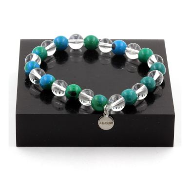 Chrysocolla + Quartz Bracelet 8 mm Beads.