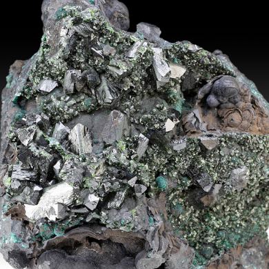 Libethenite with Pseudomalachite