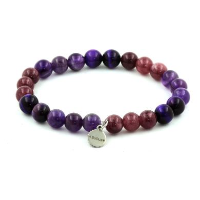 Purple Tiger's Eye + Amethyst + Lepidolite Bracelet 8 mm Beads.