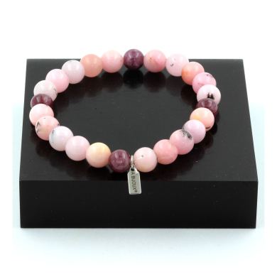 Pink Opal + Lepidolite Bracelet 8 mm Beads.