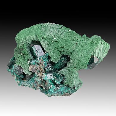 Dioptase with Malachite, Cerussite