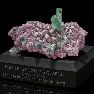 Tourmaline & Quartz on Lepidolite from Brazil