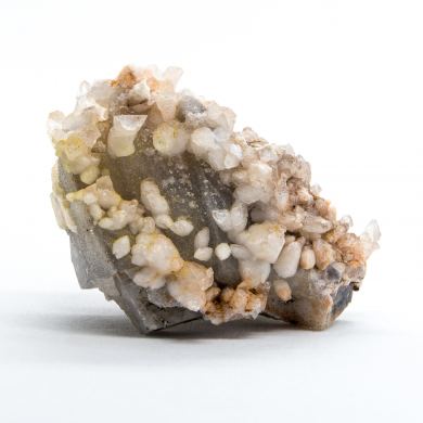 Mottramite on Quartz ps. Calcite