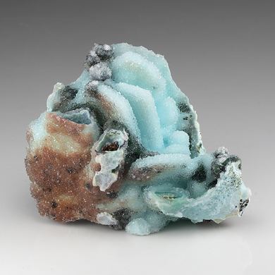 Chrysocolla pseudomorph with Malachite, Quartz