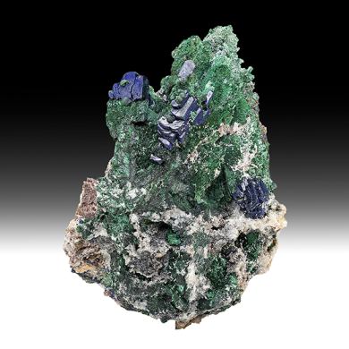 Azurite with Malachite, Cerussite, Quartz