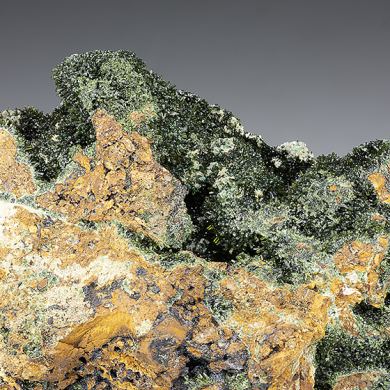 Libethenite with Pseudomalachite