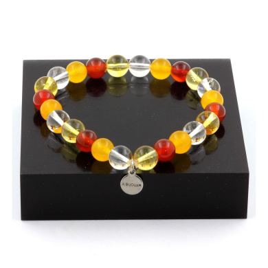 Quartz + Yellow Agate + Red Agate + Citrine Bracelet 8 mm Beads.