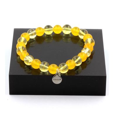 Citrine + Yellow Agate Bracelet 8 mm Beads.