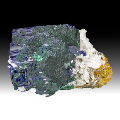 Azurite with Malachite, Calcite