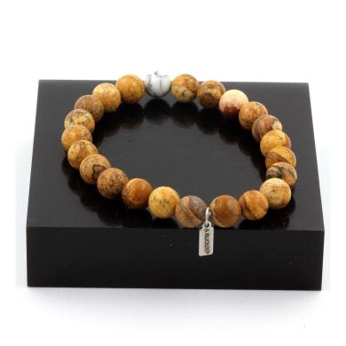 Landscape Jasper + Howlite Bracelet 8 mm Beads.