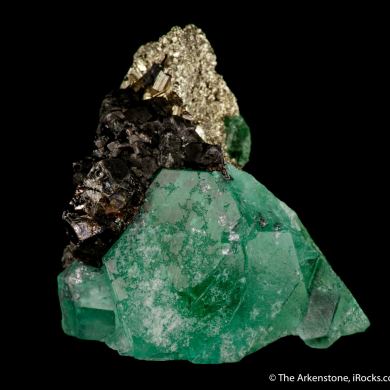 Fluorite on Sphalerite, Pyrite